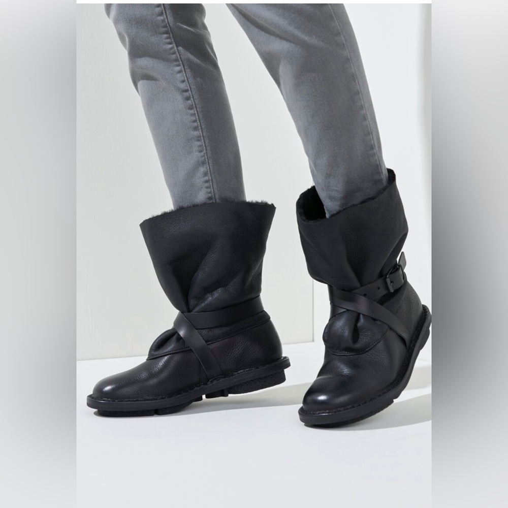 TRIPPEN Snow US 6.5-7 Black Fur Lined Leather Booties Made in Germany Orig $455